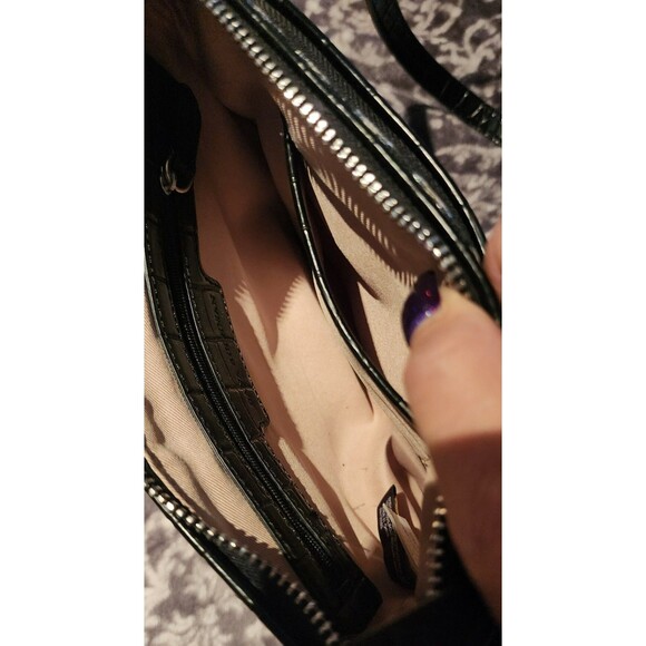 DANA BUCHMAN Black w/Silver Shimmer CROSSBODY Bag Purse Adjustable Strap EUC - Picture 8 of 12